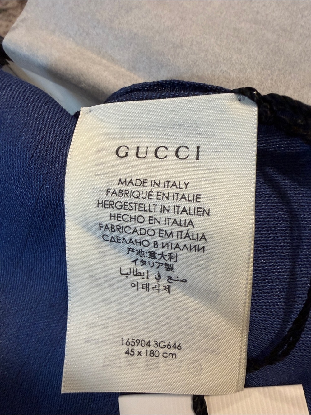 NWT Gucci Blue GG Monogram Scarf Wrap Made in Italy - Picture 6 of 10